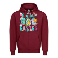 Burgundy Happy Easter Egg Nurse Zipper Hoodie - HowdyJamesFarm