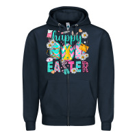 Navy Happy Easter Egg Nurse Zipper Hoodie - HowdyJamesFarm