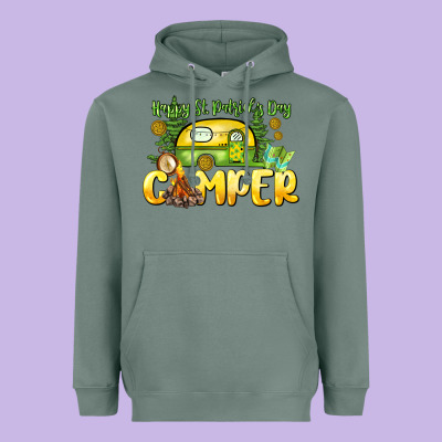 Happy St. Patrick's Day Camper Heavyweight Hoodie Designed By Howdyjamesfarm