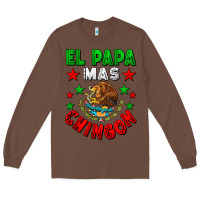 Chestnut El Papa Mas Chingon Mexican Flag Long Sleeve Tee - LillyAllenDesigns