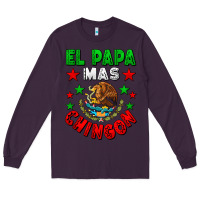 Plum El Papa Mas Chingon Mexican Flag Long Sleeve Tee - LillyAllenDesigns