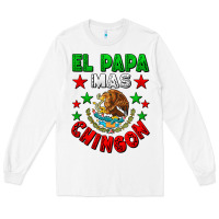White El Papa Mas Chingon Mexican Flag Long Sleeve Tee - LillyAllenDesigns