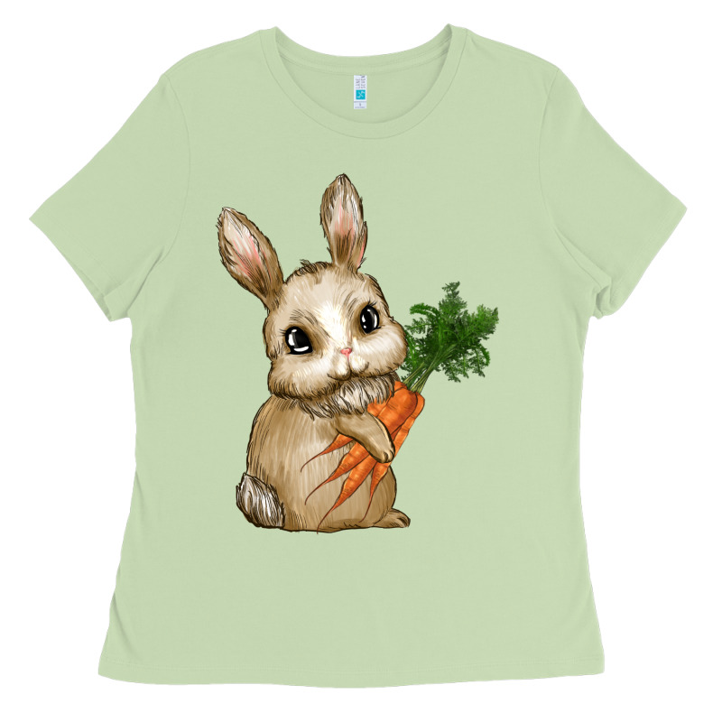 Happy Easter With Bunny And Carrot Ladies Tee by RanaPortraitStore | Teevron
