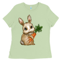 Matcha Happy Easter With Bunny And Carrot Ladies Tee - RanaPortraitStore