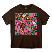 Chocolate Brown Medicines And Pills Seamless Pattern Heavy Core Tee - BundleAndBundleShop