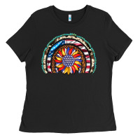 Black sunflower american flag leopard gemstone cowhide rainbow Ladies Tee - Artiststas