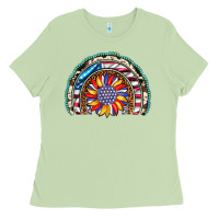 Matcha sunflower american flag leopard gemstone cowhide rainbow Ladies Tee - Artiststas