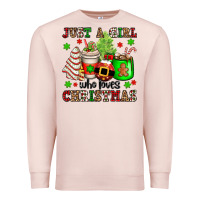 Pale Pink just a girl who loves christmas Premium Sweatshirt - OliviaCreatesArt