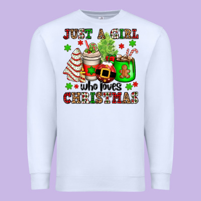 Just A Girl Who Loves Christmas Premium Sweatshirt Designed By Oliviacreatesart