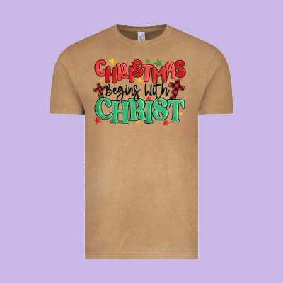 Christmas Begins With Christ Vintage Tee Designed By Maliassmallbusiness