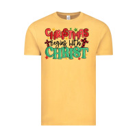 Vintage Mustard christmas begins with christ Vintage Tee - MaliasSmallBusiness