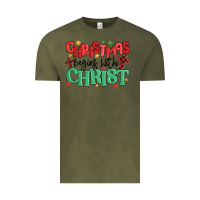 Vintage Olive christmas begins with christ Vintage Tee - MaliasSmallBusiness