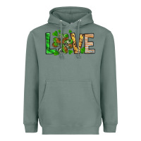 Sage St. Patrick's Love luck with clover Heavyweight Hoodie - HowdyJamesFarm