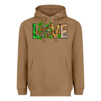 Toasted Coconut St. Patrick's Love luck with clover Heavyweight Hoodie - HowdyJamesFarm