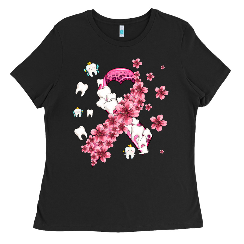 Teeth And Flower Cancer Ribbon Ladies Tee by AdoDesignShop | Teevron