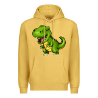 Antique Gold Cartoon T-Rex Premium Hoodie - HowdyJamesFarm