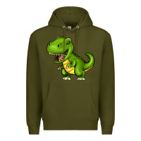 Army Green Cartoon T-Rex Premium Hoodie - HowdyJamesFarm