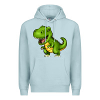 Blue Mist Cartoon T-Rex Premium Hoodie - HowdyJamesFarm