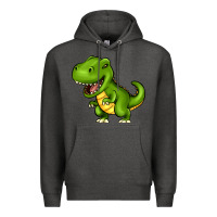 Charcoal Heather Cartoon T-Rex Premium Hoodie - HowdyJamesFarm