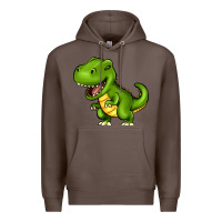 Coffee Cartoon T-Rex Premium Hoodie - HowdyJamesFarm