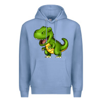 Colony Blue Cartoon T-Rex Premium Hoodie - HowdyJamesFarm