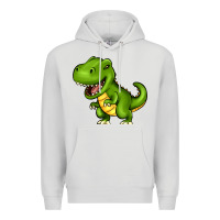 Dove Grey Cartoon T-Rex Premium Hoodie - HowdyJamesFarm