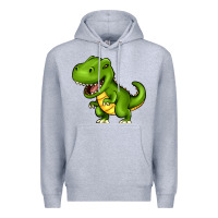 Heather Grey Cartoon T-Rex Premium Hoodie - HowdyJamesFarm