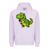 Lilac Cartoon T-Rex Premium Hoodie - HowdyJamesFarm