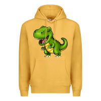 Mustard Cartoon T-Rex Premium Hoodie - HowdyJamesFarm