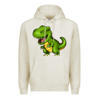 Oatmeal Heather Cartoon T-Rex Premium Hoodie - HowdyJamesFarm