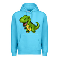 Ocean Blue Cartoon T-Rex Premium Hoodie - HowdyJamesFarm