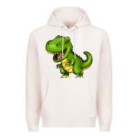 Pale Pink Cartoon T-Rex Premium Hoodie - HowdyJamesFarm