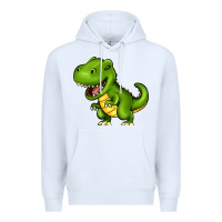 White Cartoon T-Rex Premium Hoodie - HowdyJamesFarm