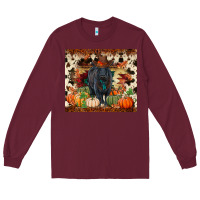 Burgundy Fall black angus Long Sleeve Tee - RanaPortraitStore