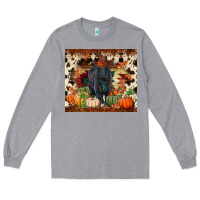 Heather Grey Fall black angus Long Sleeve Tee - RanaPortraitStore