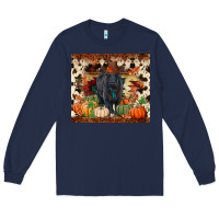 Navy Fall black angus Long Sleeve Tee - RanaPortraitStore