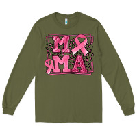 Army Green Breast Cancer Awareness mama ribbon Long Sleeve Tee - LillyAllenDesigns