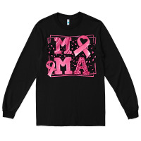 Black Breast Cancer Awareness mama ribbon Long Sleeve Tee - LillyAllenDesigns
