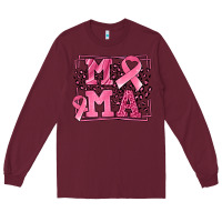 Burgundy Breast Cancer Awareness mama ribbon Long Sleeve Tee - LillyAllenDesigns