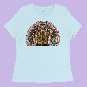 Soldier Boots Camouflage Leopard Gemstone Rainbow Ladies Tee Designed By Artiststas