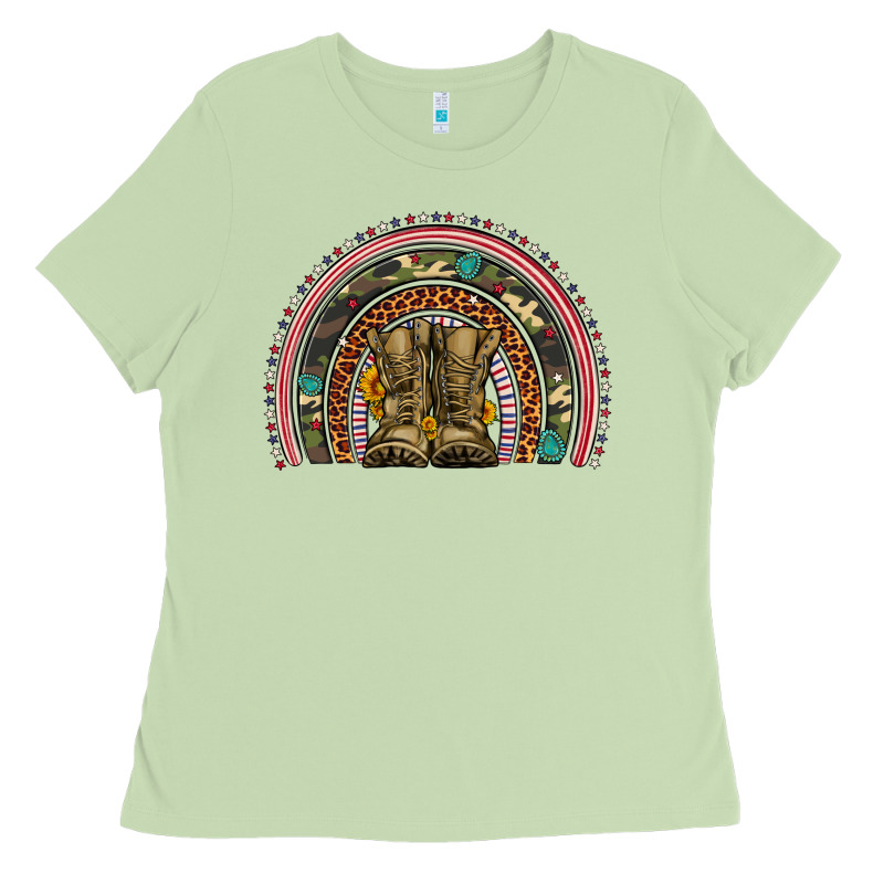 Soldier Boots Camouflage Leopard Gemstone Rainbow Ladies Tee by Artiststas | Teevron