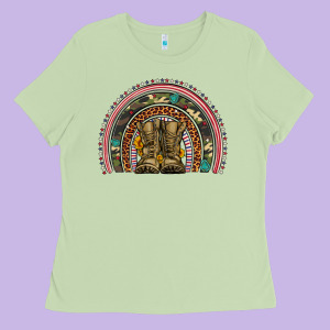 Soldier Boots Camouflage Leopard Gemstone Rainbow Ladies Tee Designed By Artiststas