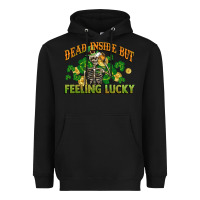 Black Dead inside but feeling lucky St. Patrick's Day Heavyweight Hoodie - CowGirlArtShop