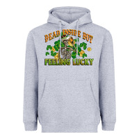 Heather Grey Dead inside but feeling lucky St. Patrick's Day Heavyweight Hoodie - CowGirlArtShop
