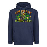 Navy Dead inside but feeling lucky St. Patrick's Day Heavyweight Hoodie - CowGirlArtShop