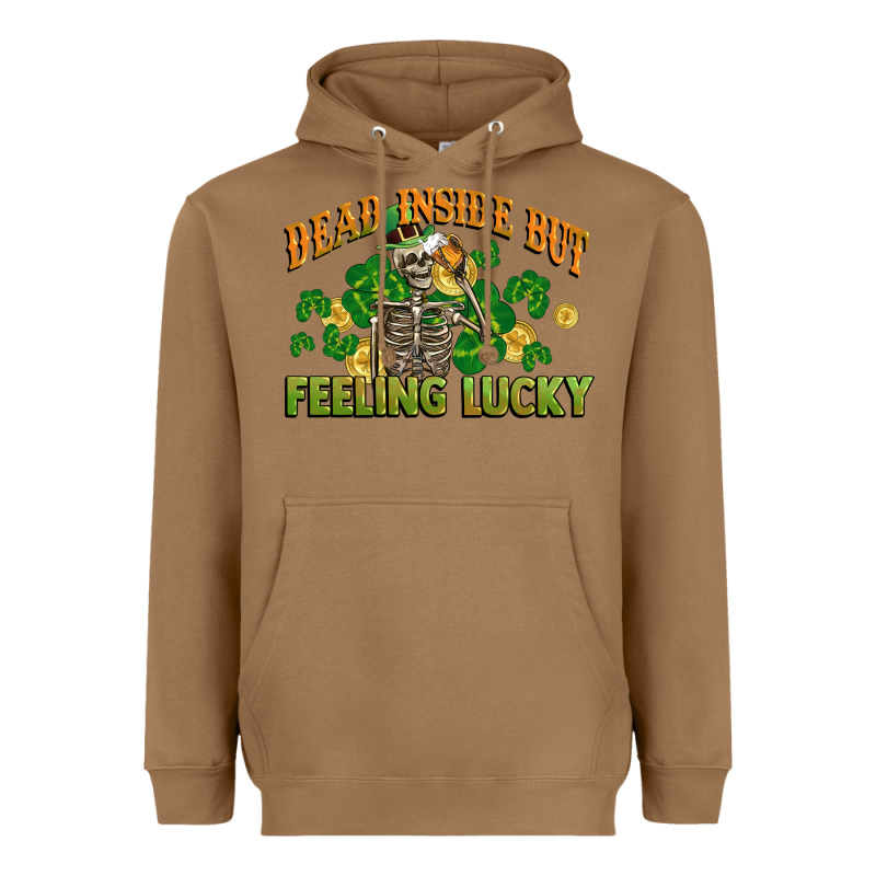 Dead Inside But Feeling Lucky St. Patrick's Day Heavyweight Hoodie by CowGirlArtShop | Teevron