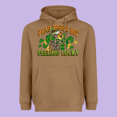 Dead Inside But Feeling Lucky St. Patrick's Day Heavyweight Hoodie Designed By Cowgirlartshop