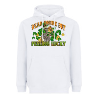 White Dead inside but feeling lucky St. Patrick's Day Heavyweight Hoodie - CowGirlArtShop