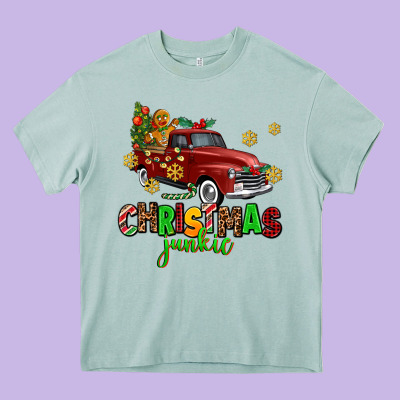 Christmas Junkie Heavy Core Tee Designed By Adodesignshop