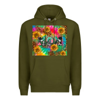 Army Green Mom rainbow sunflower Premium Hoodie - CowGirlArtShop